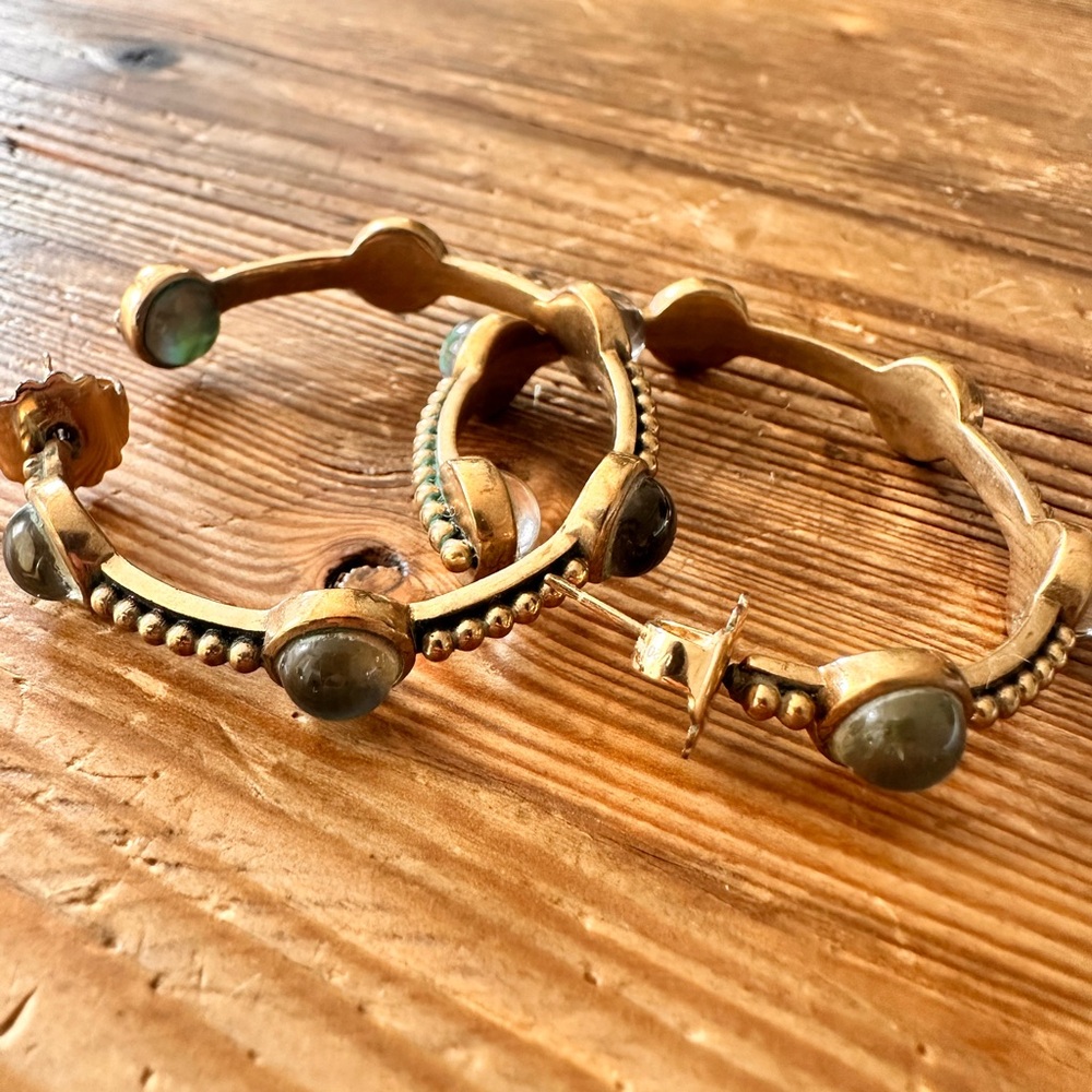 Elegant Gold and Green Hoop Earrings